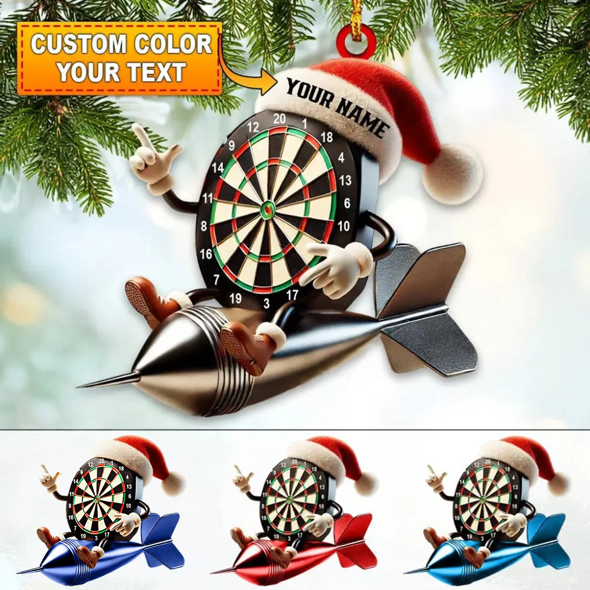 Personalized Cartoon Dart Acrylic Ornament, Presents For Darts Players, Gift for Dart Lovers
