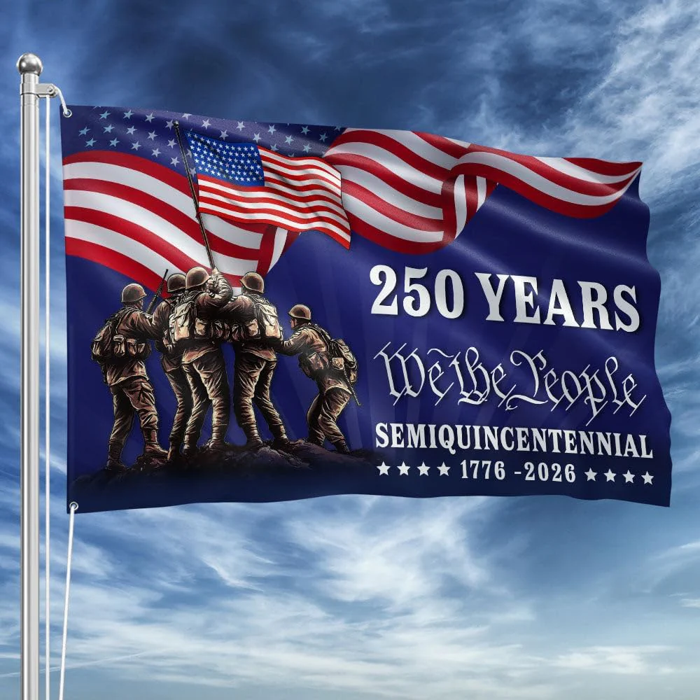 American Flag 250 Years Anniversary United States Semiquincentennial Pole Flage US Soldier Garden Flag