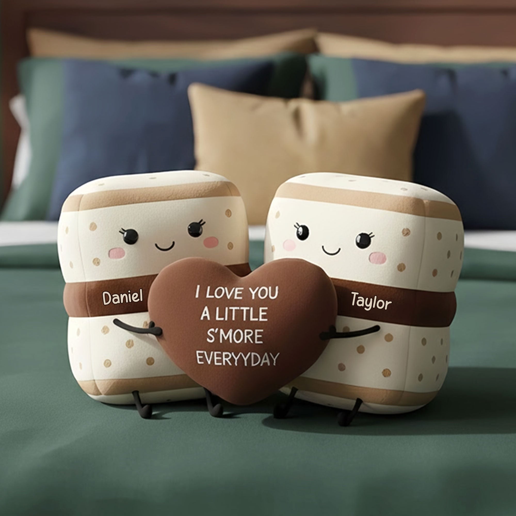 I Love You A Little S'more Everyday Custom Shaped Pillow, Lovely Couple Personalized Pillow, Couple Valentine Gift