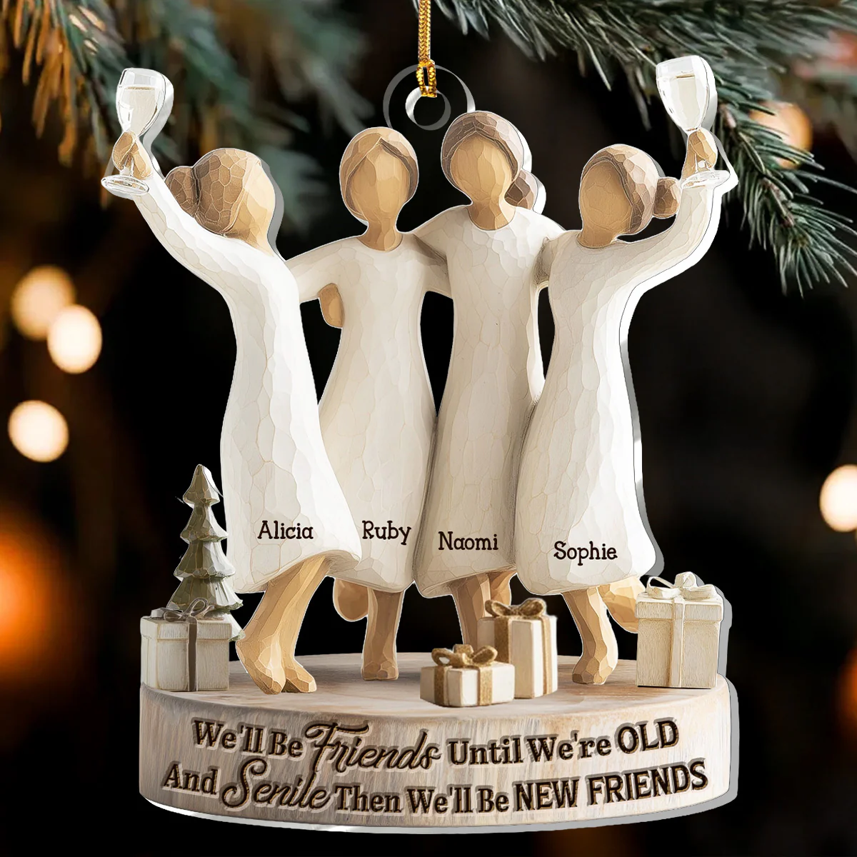 We'll Be Friends Until We're Old And Senile Acrylic Ornament, Friendship Christmas Gift For Friends