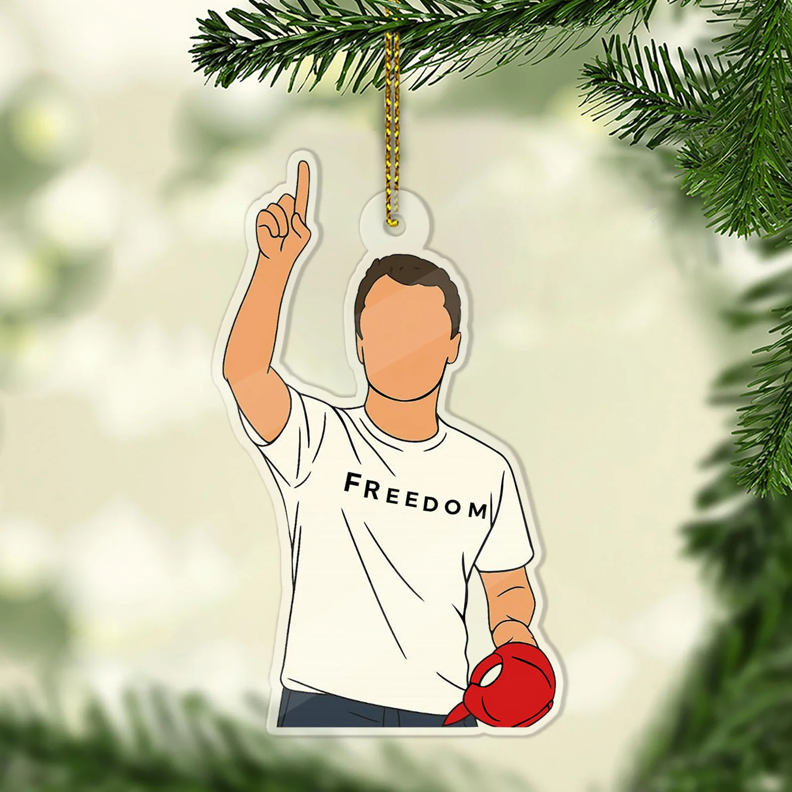 Freedom Man Acrylic Ornament, Christmas Keychain, Memorial Christmas Ornaments, Charlie Kirk Xmas Decor