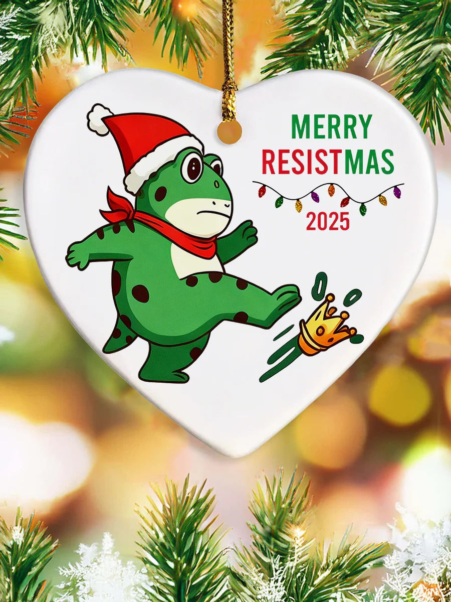 Resist Frog Portland Frog Dont Obey Ornament, Decorative Ornament, Ceramic Ornament, Holiday Gifts