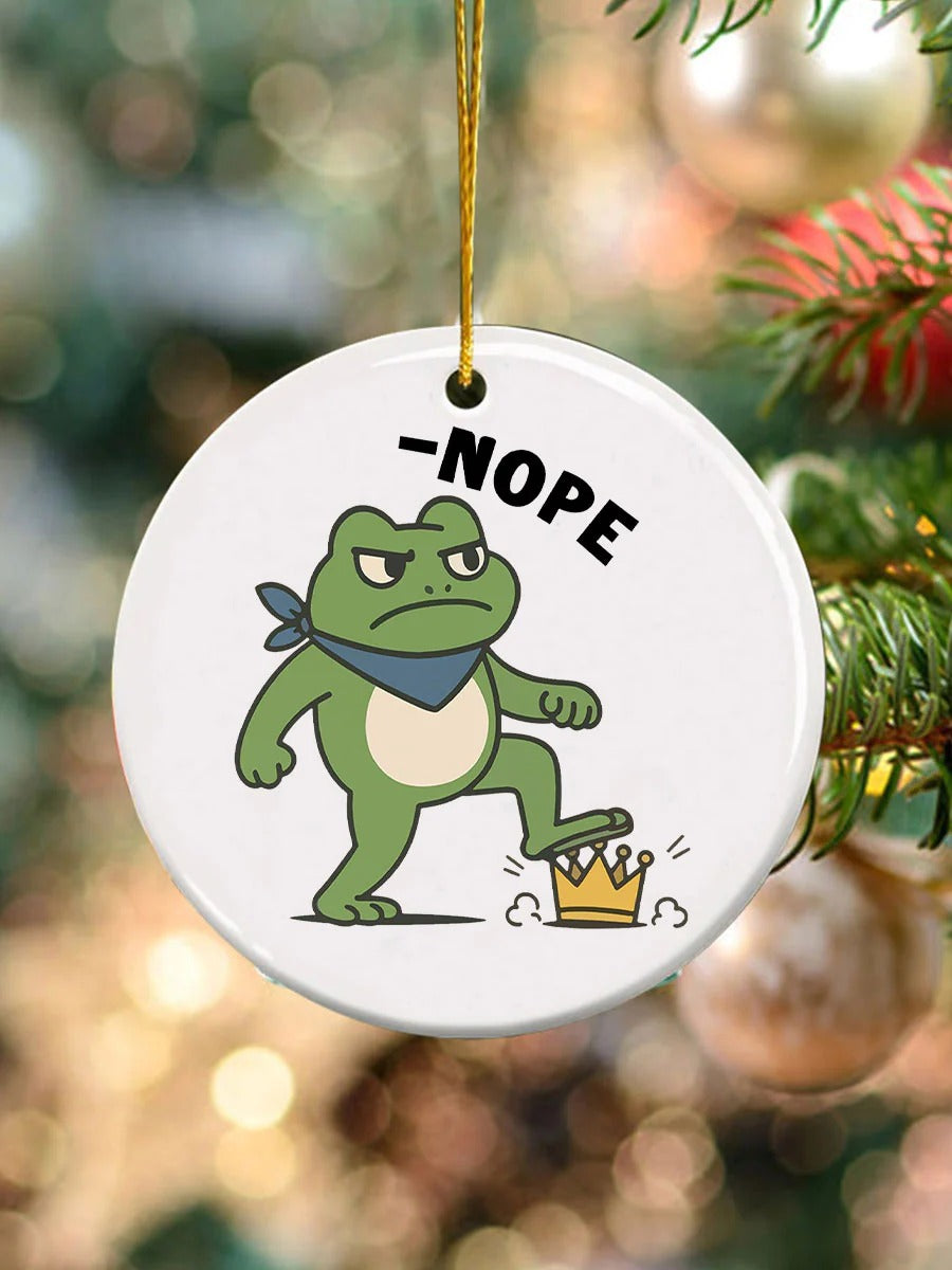Resist Frog Portland Frog Dont Obey Ornament, Decorative Ornament, Ceramic Ornament, Holiday Gifts