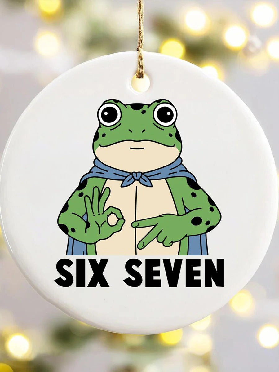 Funny 67 Six Seven Portland Frog Ornament, Decorative Ornament, Ceramic Ornament, Holiday Gifts