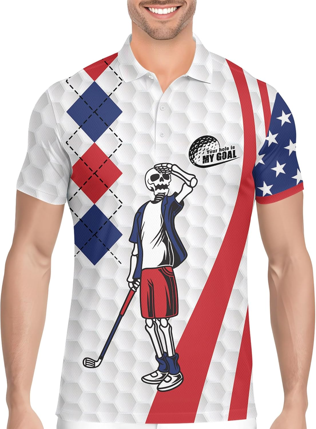 Funny Swing Polo Shirt American Flag Shirt Patriotic Golf Polo Shirts, Golf Gift For Men, Golf Shirts For Men