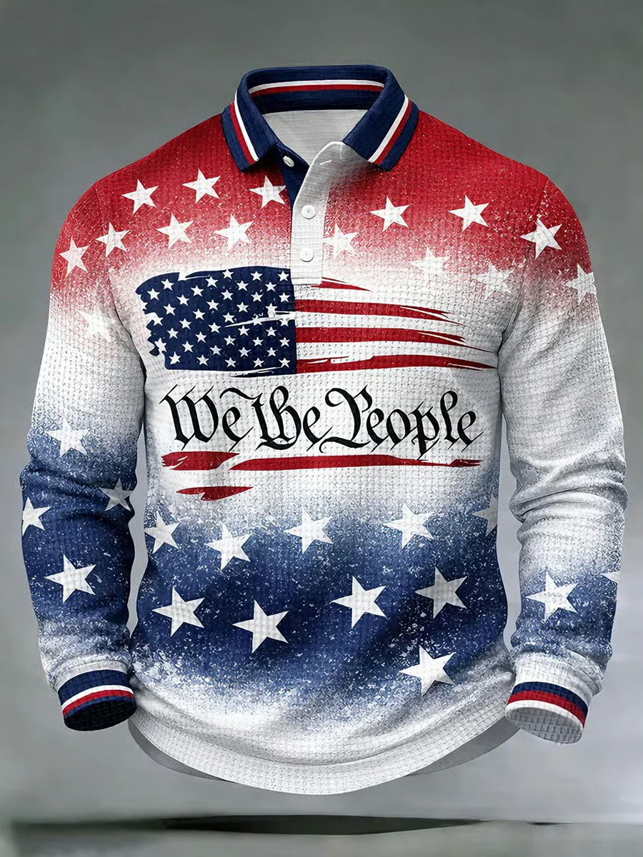 We The People Distressed Patriotic Golf Shirt, 4th Of July Golf Shirt, 250th Anniversary Golf Shirts For Men