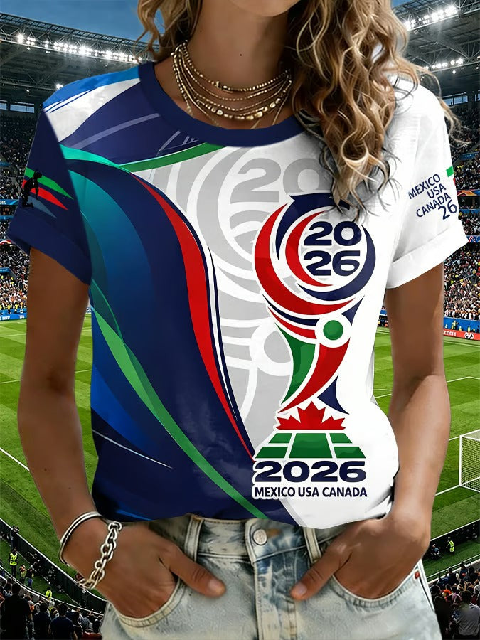 Mexico USA Canada Soccer T-Shirt, Gameday T-Shirts Women, Football Lover Soccer Shirt