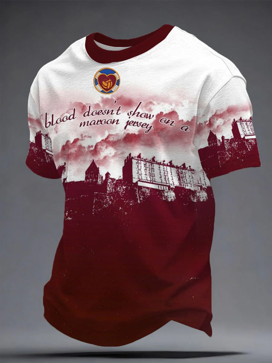 Men's Maroon Hearts Football Lover Printed T-Shirt, Men's V-Neck T-Shirts, We Are 26 Soccer Shirt