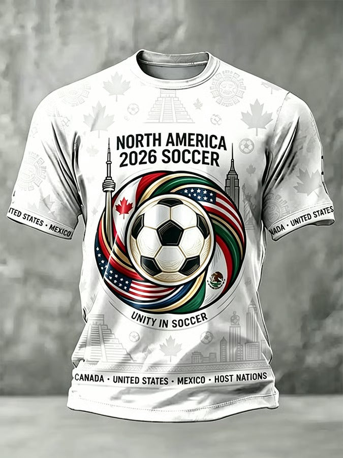 2026 North America White Shirt, American Soccer Stadium Gifts, Unisex Gameday T-Shirts