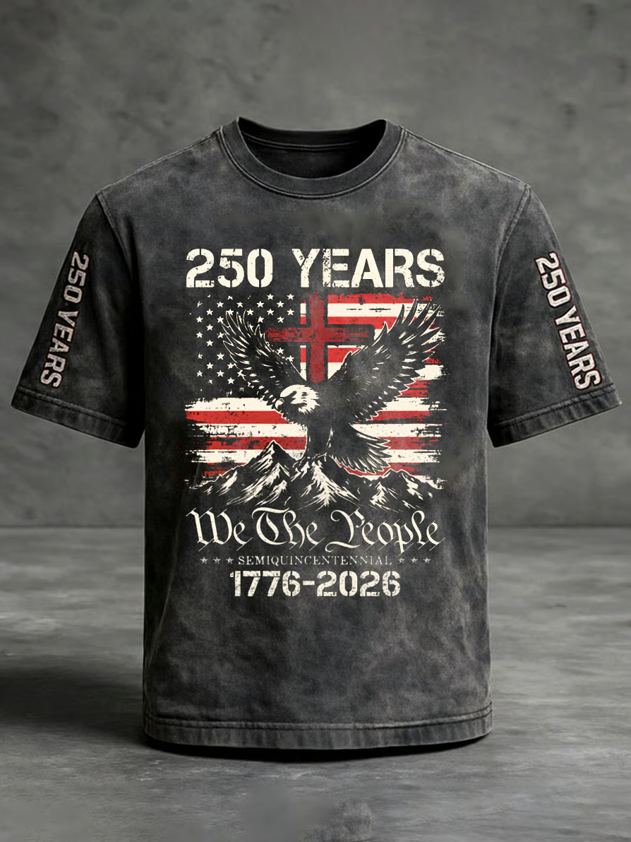 250 Years We The People Washed Effect Patriotic Golf Shirt, 4th Of July Golf Shirt, Golf Shirts For Men