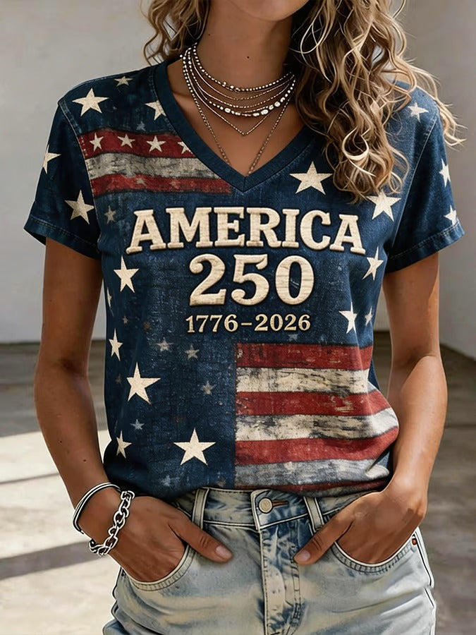 America 250th V-neck Shirt, USA 250th Anniversary T-Shirt, Independence Day 2026 Gift