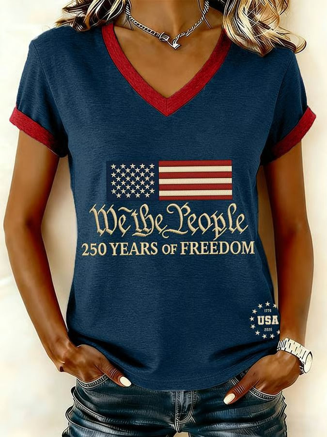 We The People 250th Anniversary V-neck, 250 Years of America Shirt, 4th Of July Patriotic Tees