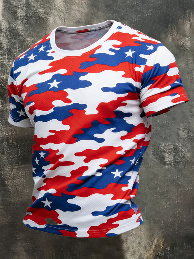Red White Blue Retro Camo America 250 1776-2026 Patriotic Golf Shirt, 4th Of July Golf Shirt, Golf Shirts For Men