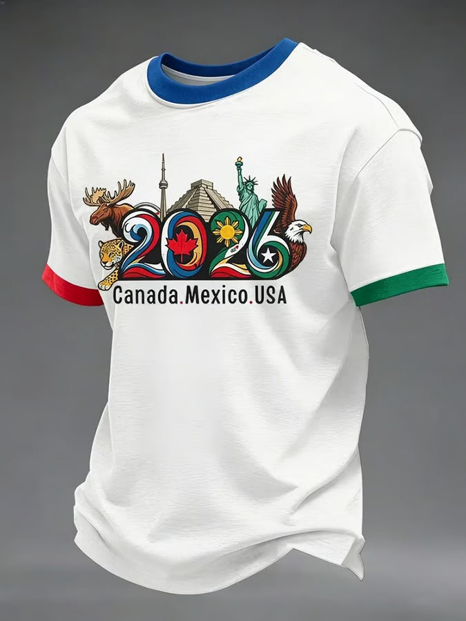 Mexico USA Canada Flag Football Trophy Shirt, Unisex Gameday T-Shirts, Soccer Fan Gift