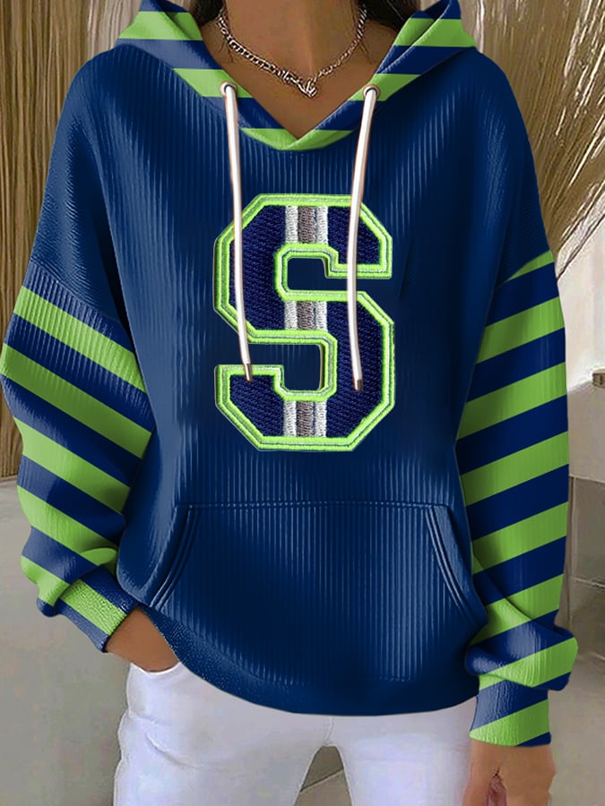 S Letter Green And Blue American Football Shirt The Big Game Football 2026, Football Hoodie