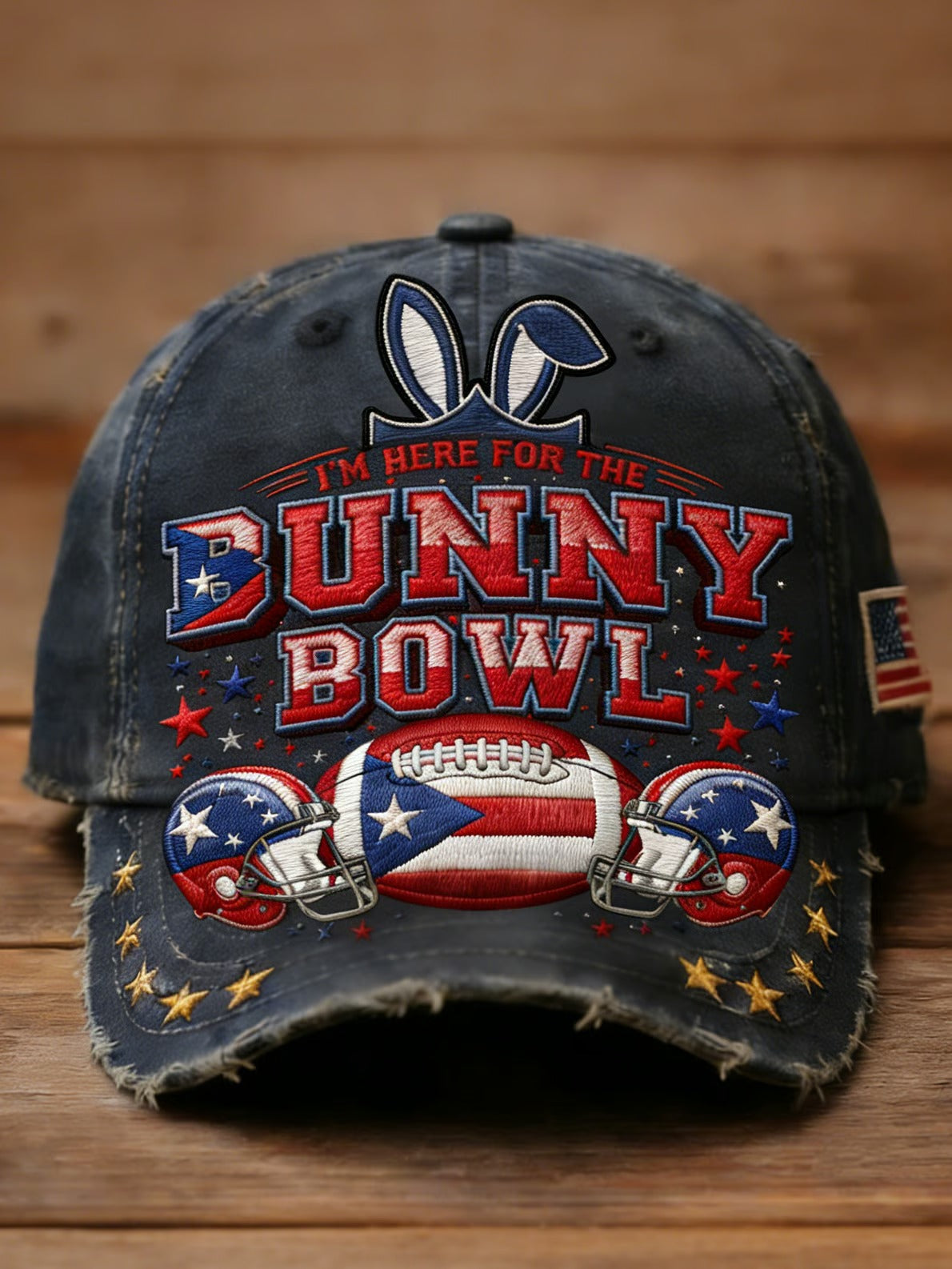 I'm Here For The Bunny Bowl Football Vibes Black Printed Cap, Bad Bunny Game Day Baseball Cap