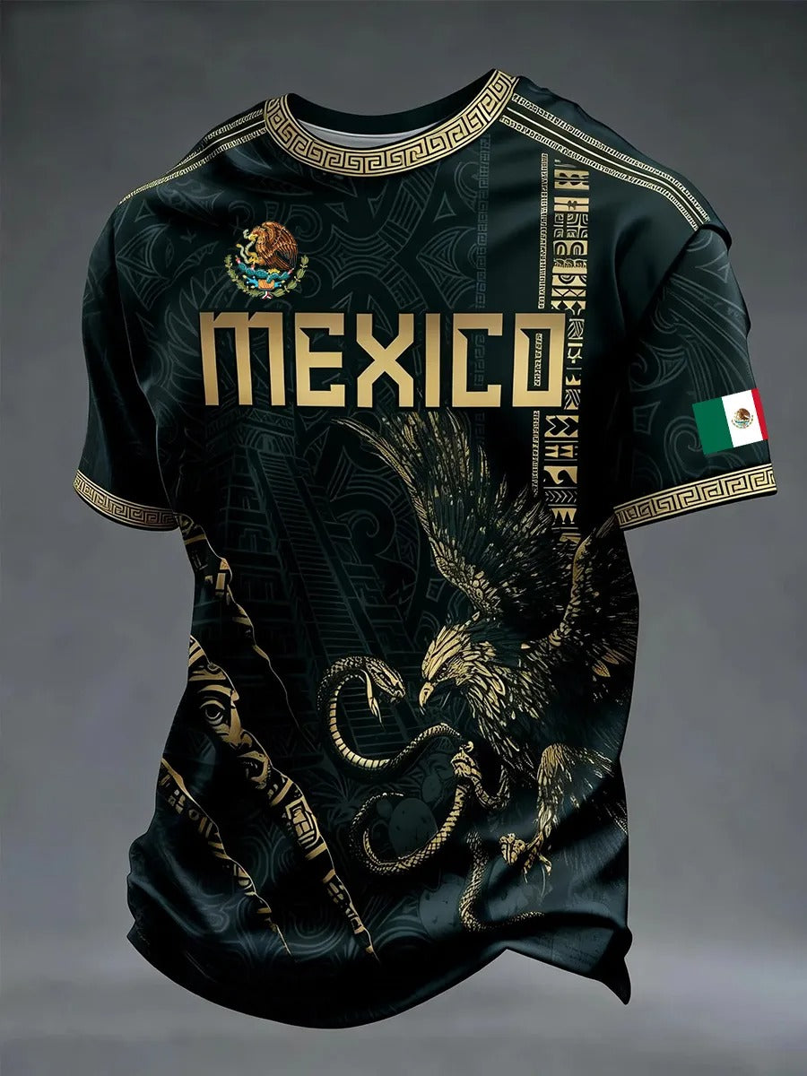 Mexico Gold Aztec Eagle Green T-Shirt, Soccer Champion Gameday Shirts, Soccer Fan Gift