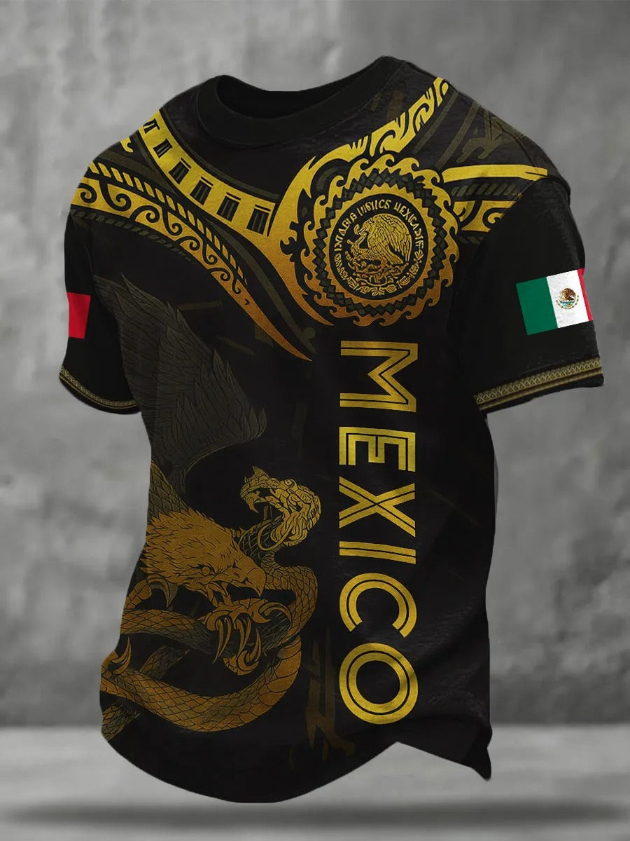Mexico Black Gold Eagle Aztec Warrior Heritage Soccer T-shirt, Soccer Champion Gameday Shirts