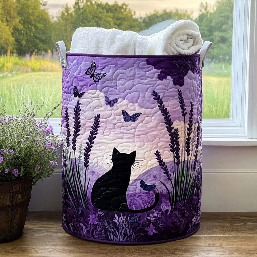 Midnight Meadow Black Cat Laundry Basket Laundry Gifts, Housewarming Gift Ideas, Mother's Day Gifts