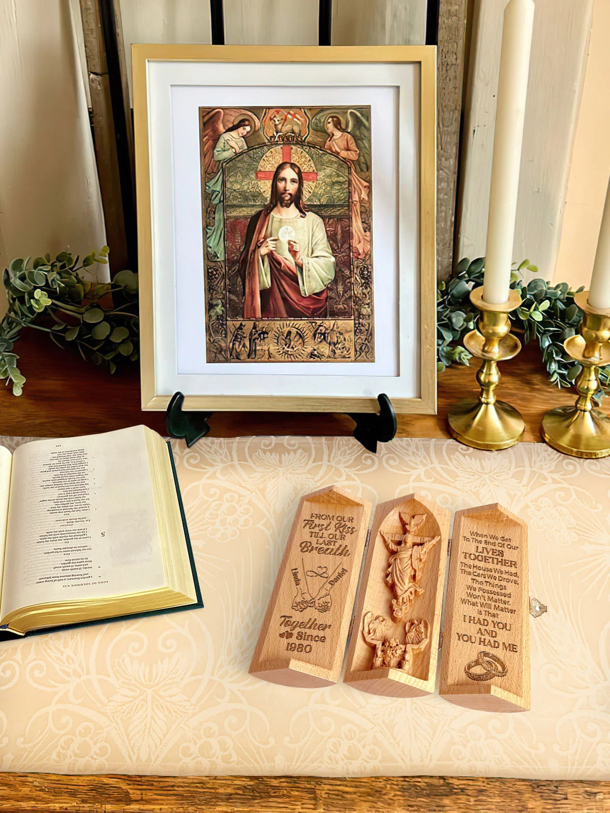 Until We Meet Again - Personalized Openable Wooden Cylinder Sculpture Of Jesus Christ Cvsh05