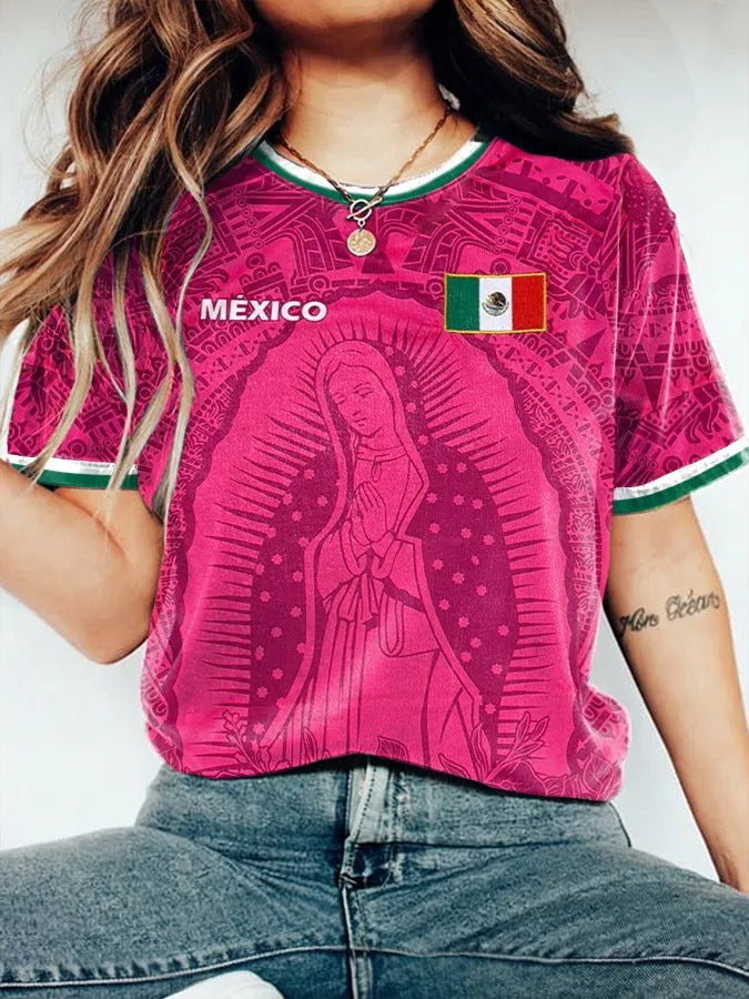 Lady of Guadalupe Champion Pink Shirt, Half Time Show Gameday Shirts, Womens Soccer Shirts