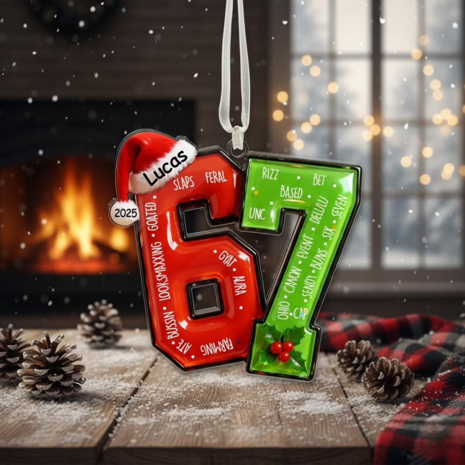 Six Seven Slang Acrylic Ornament, Funny Teenager Meme Ornament, Gen Z Gift Idea For Christmas