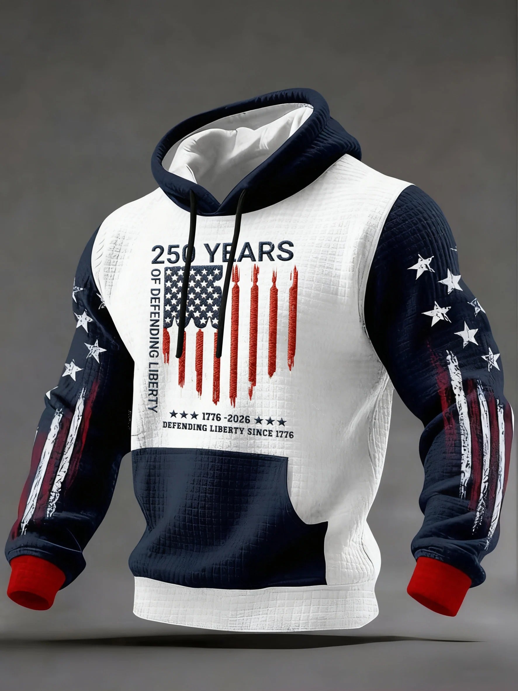 250 Years Of Defending Liberty American Flag Pattern Patriotic Hoodie, 250th Anniversary Cool 4th Of July Shirts