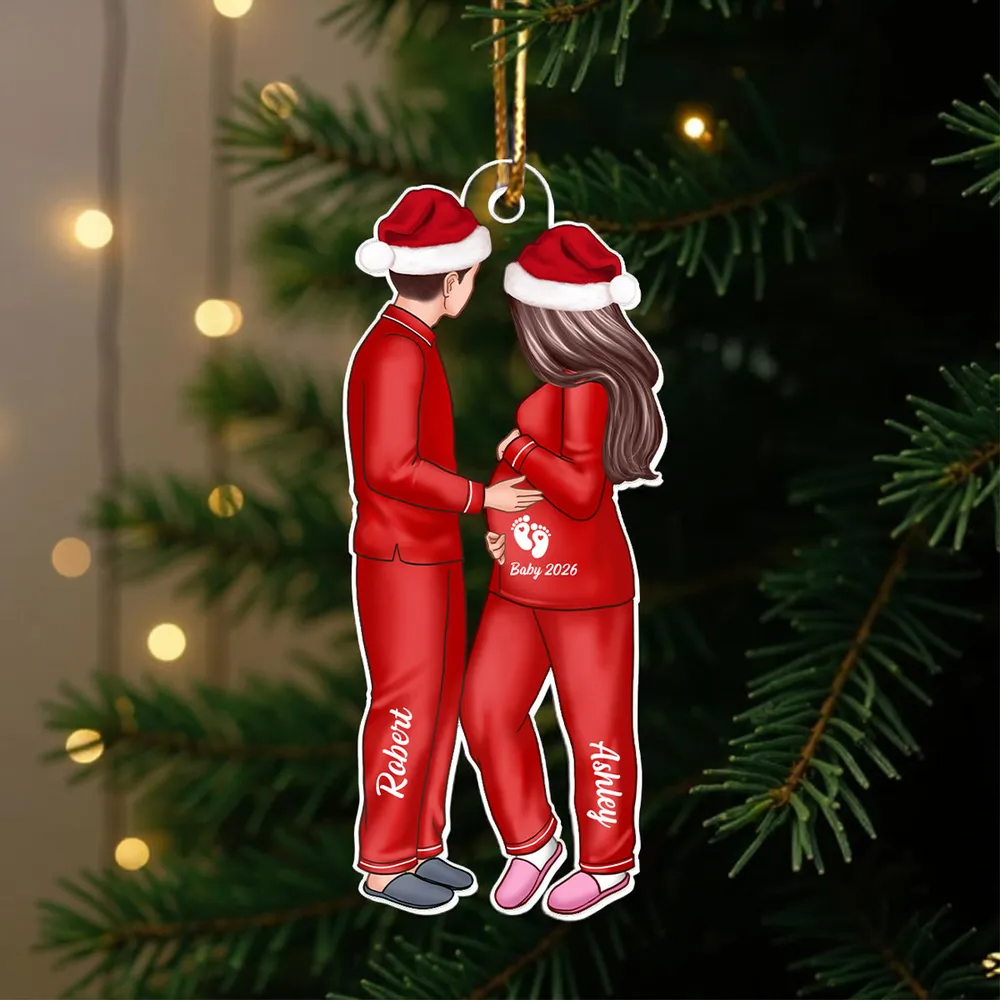 Expecting Parents Christmas Pregnancy Personalized Acrylic Ornament, Custom Christmas Ornaments