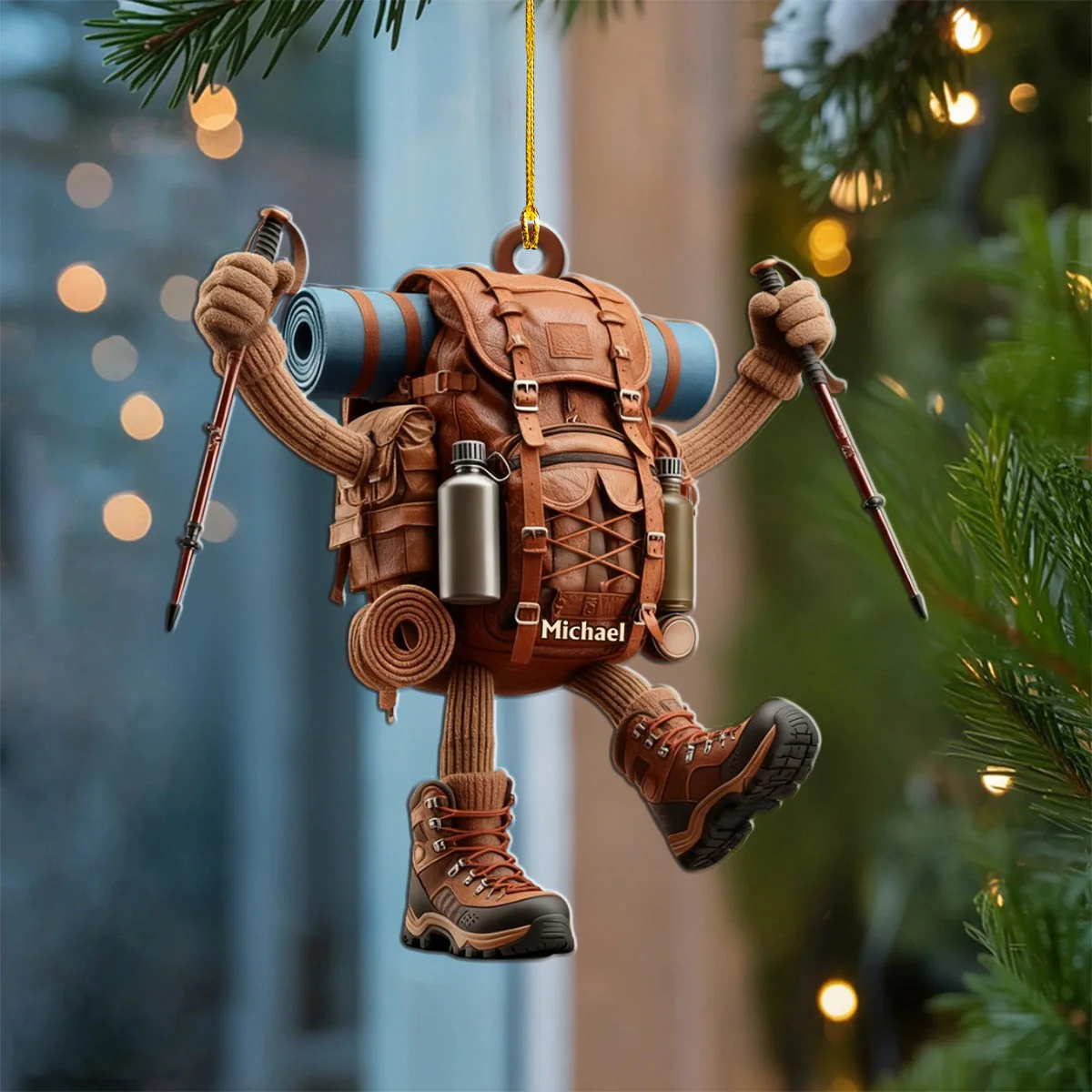 Custom Name Hiking Ornament, Hiker Funny Personalized Christmas Ornaments, Acrylic Ornament