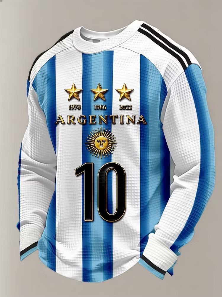Argentina 3-Star Soccer Champions Long Sleeve Shirt, Half Time Show Gameday Shirts