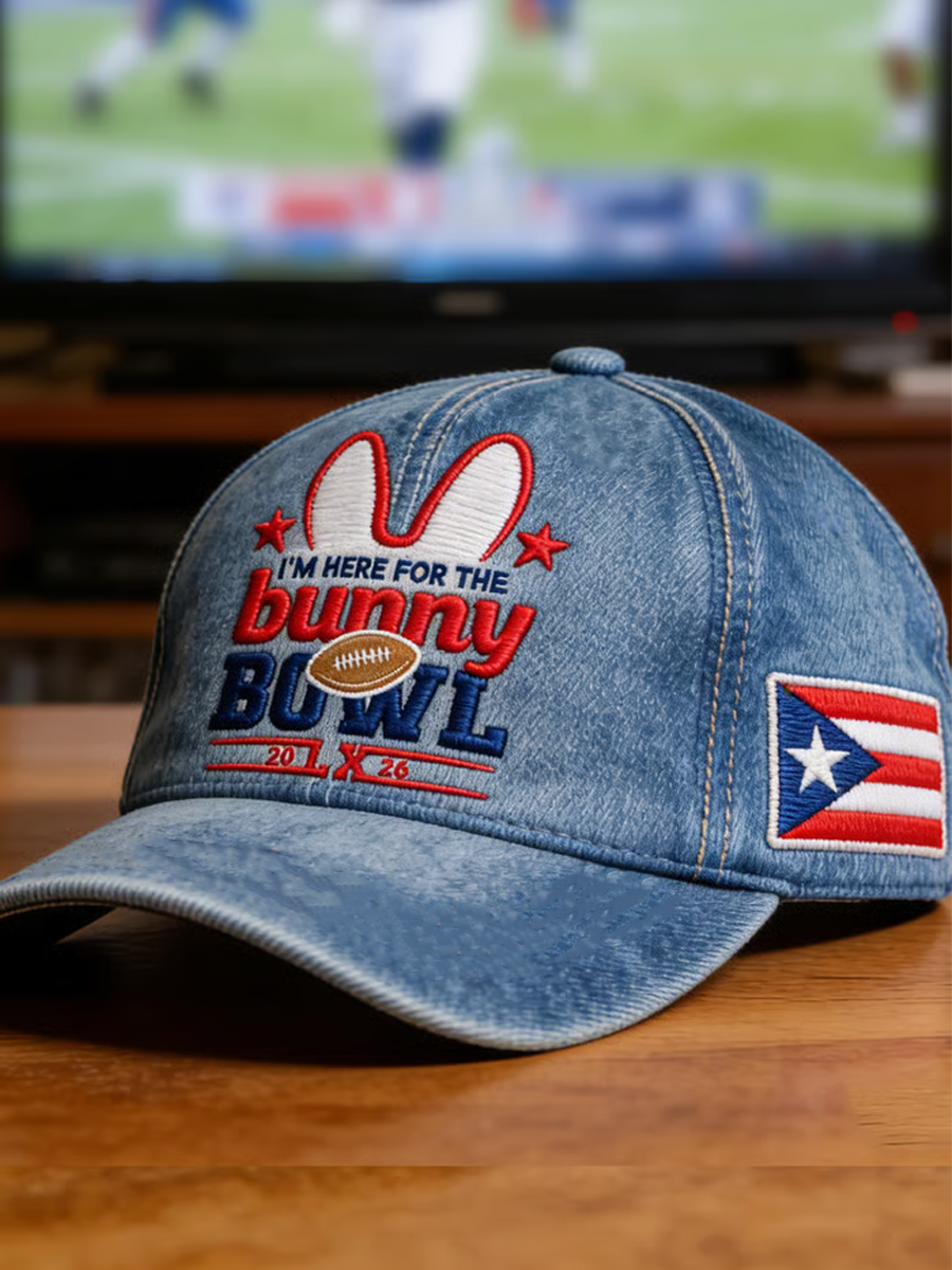 Here for the Benito Bowl Hat, Bad Bunny Bowl Half Time Music Lover Printed Hat, Adjustable Cap Mens Dad Hat