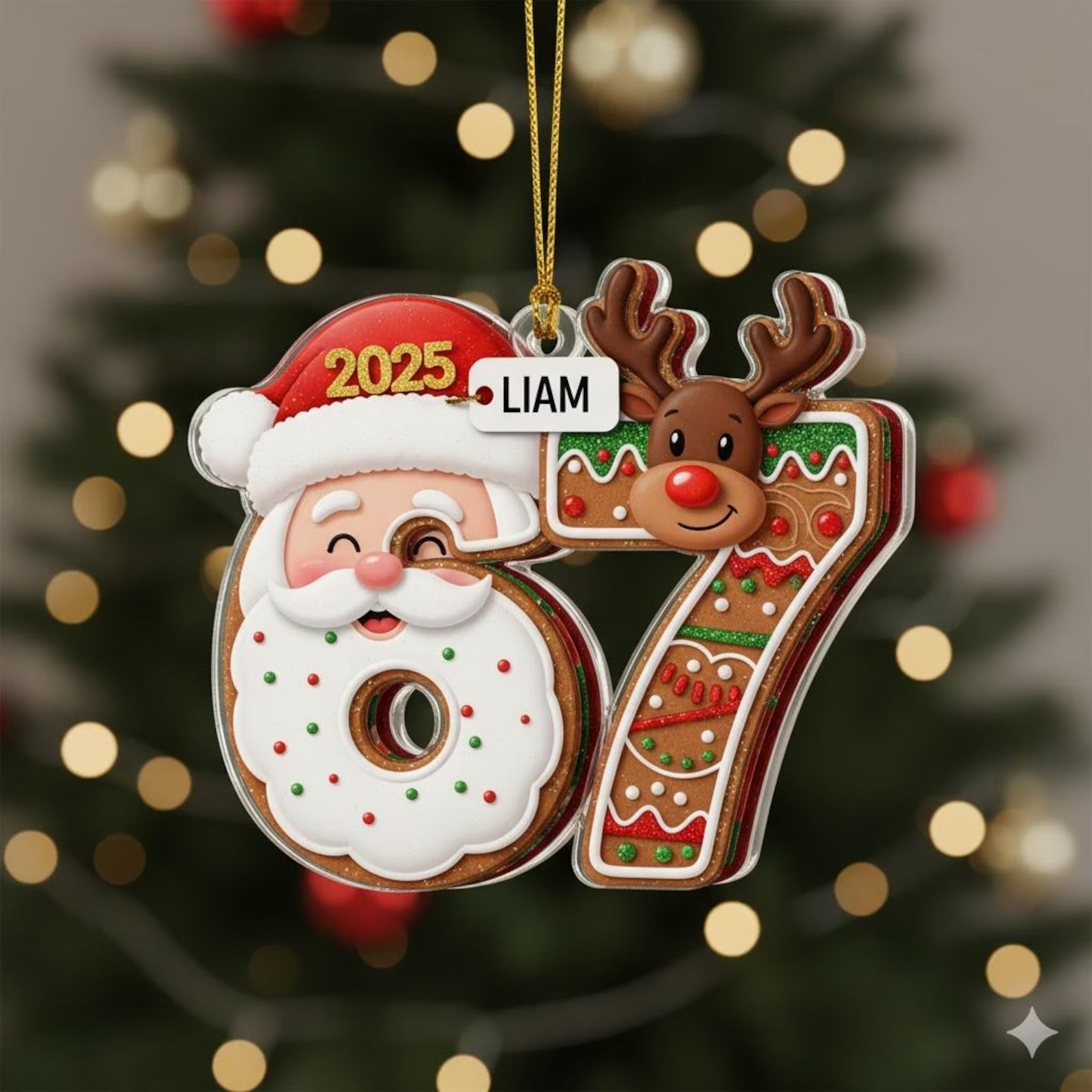 Six Seven Meme Christmas Ornament, Christmas Ornaments For Teens, Personalized Christmas Ornaments