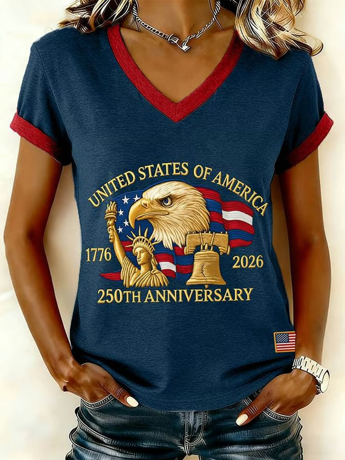 250th Anniversary United States V-neck, 250 Years of America Shirt, 4th Of July Patriotic Tees