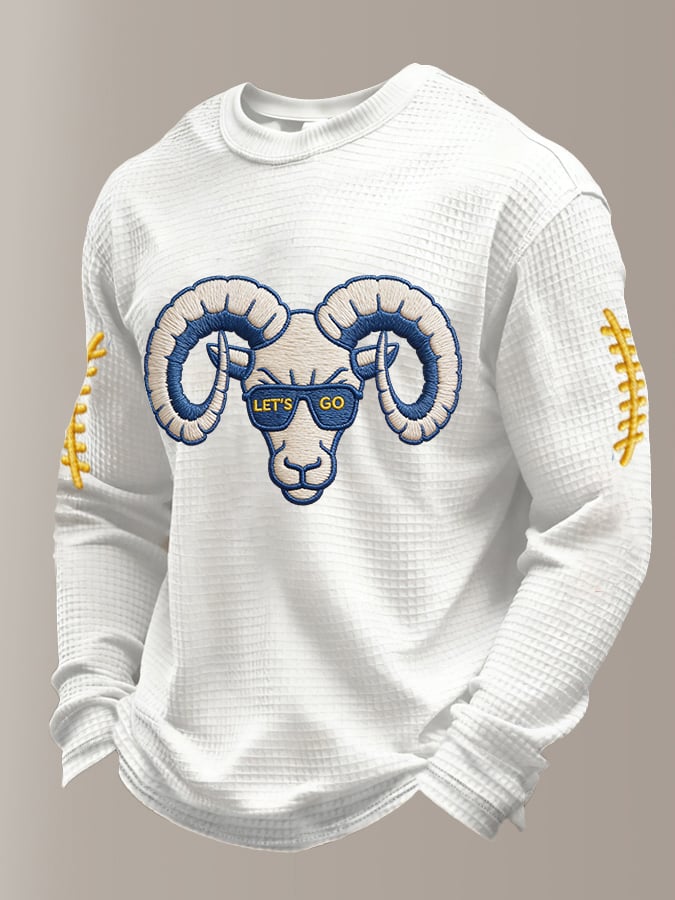 Ram's Head Let's Go Football American Football Team Long Sleeve Football Shirt, Football Fans Printed Shirt