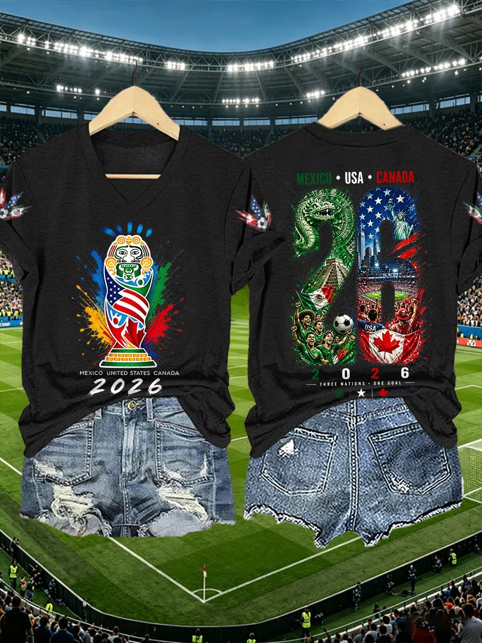 2026 North America Trophy Black Shirt, American Soccer Stadium Gifts, Unisex Gameday T-Shirts