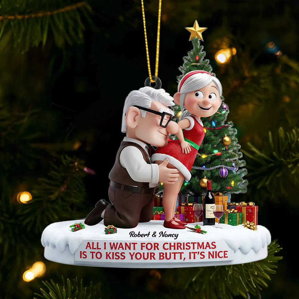 Personalized Old Naughty Couple Acrylic Ornament, Christmas Gift For Couple, Funny Christmas Ornament