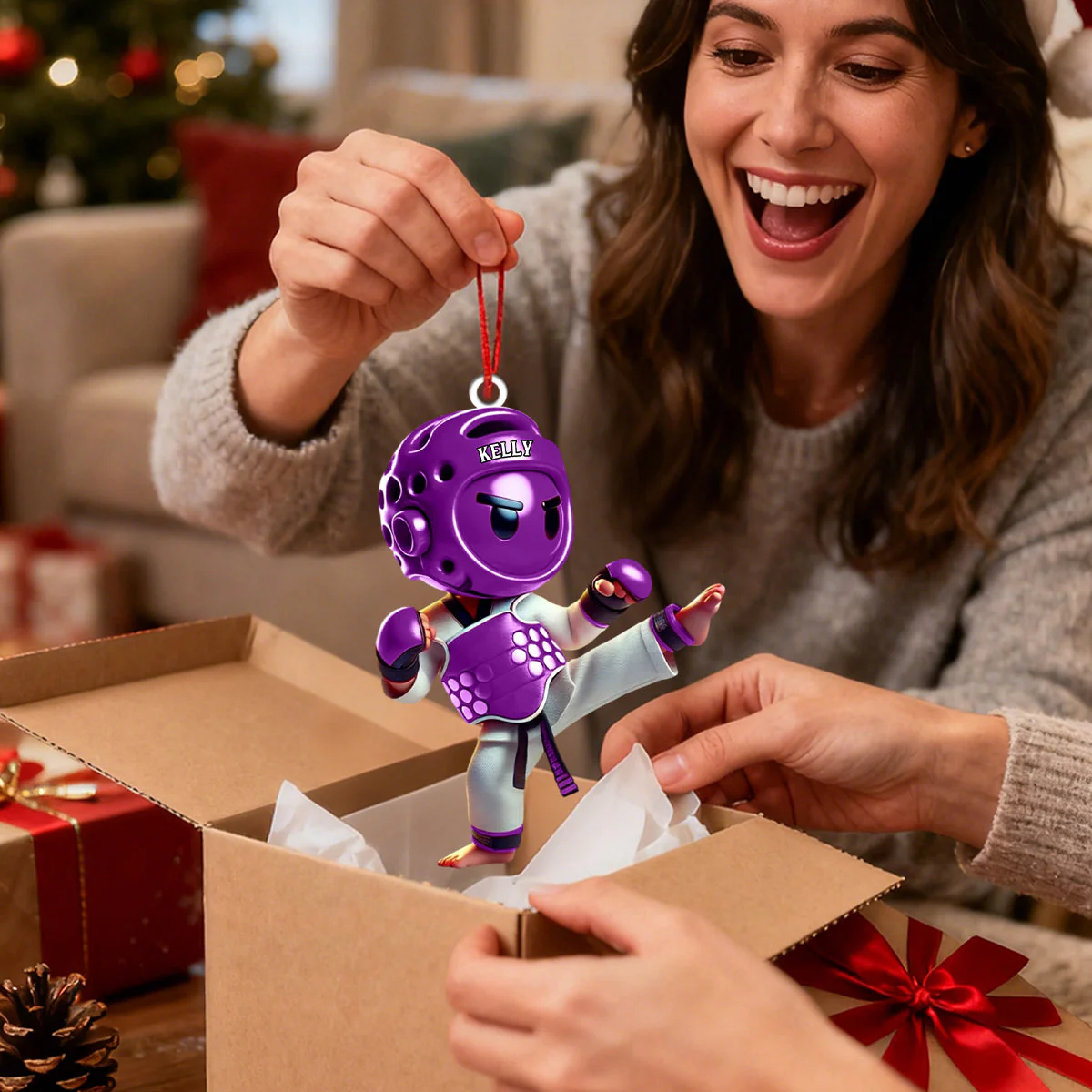 Taekwondo Christmas Ornaments, Taekwondo Pose Acrylic Ornament, Taekwondo Gift