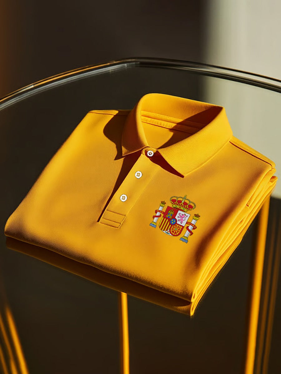 Spanish Flag Yellow Polo Shirt, Soccer Champion Fan Shirt Gameday Shirts, Father's Day Presents