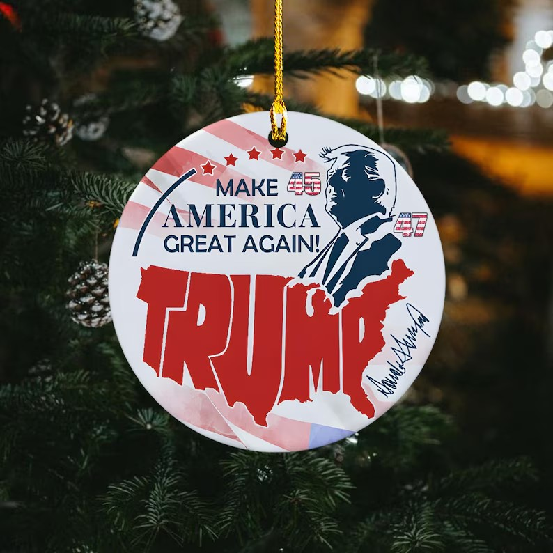 Trump2024 Signature Ornaments,  Ceramic Christmas Ornament, Family Gift