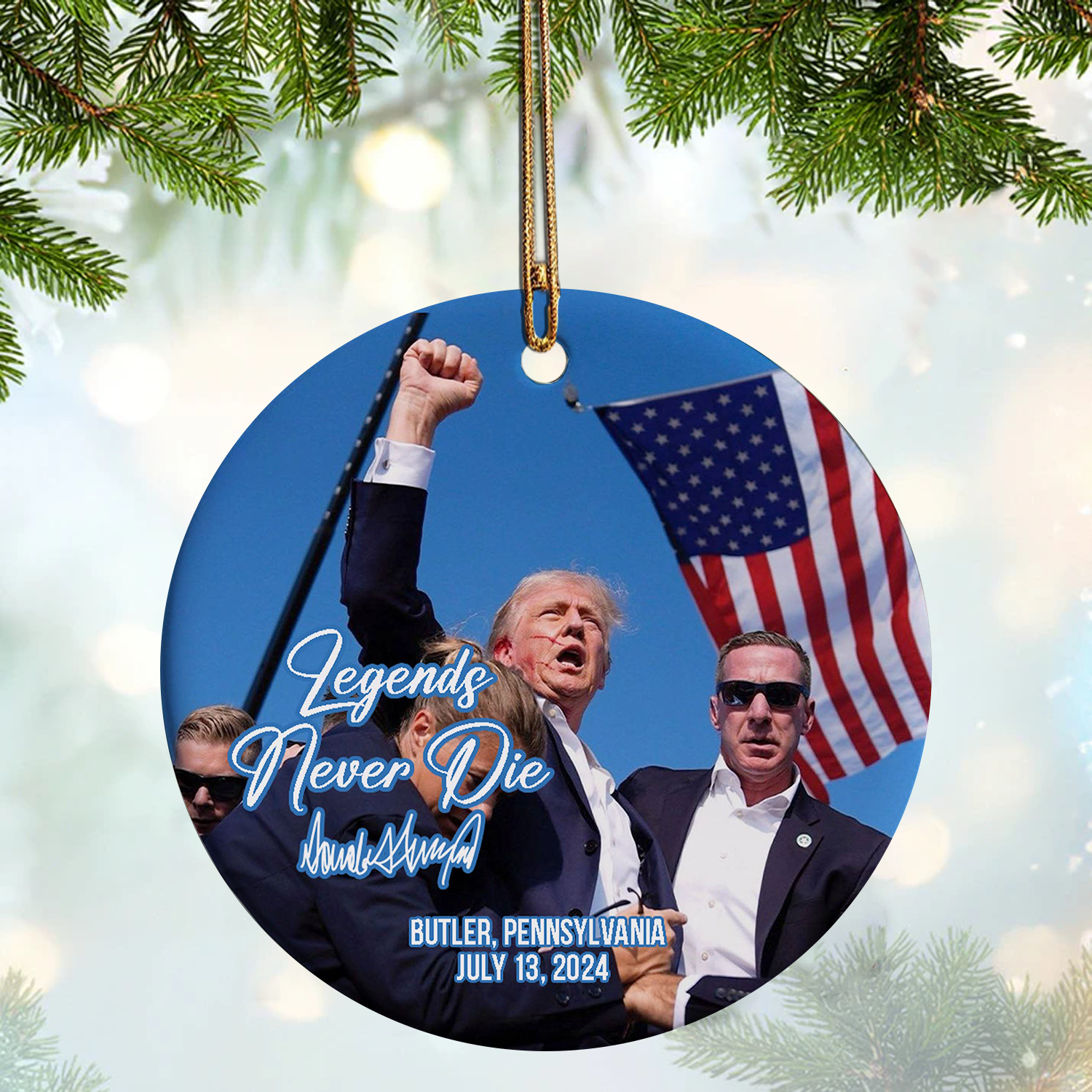 Legends Never Die Trump2024 America President Christmas Acrylic Ornament, Christmas Gifts