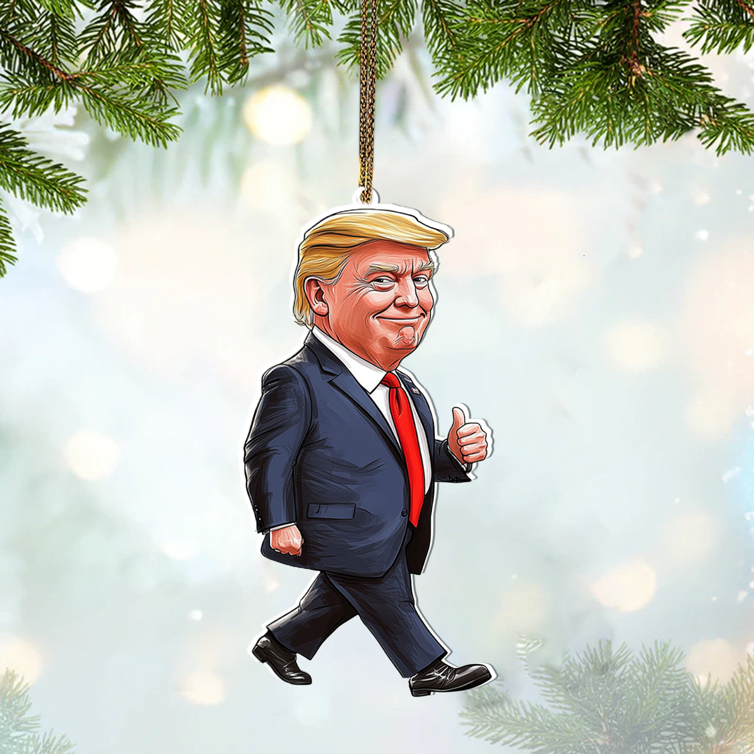 Christmas Trump Acrylic Ornament, Perfect for Car & Christmas Tree Decor