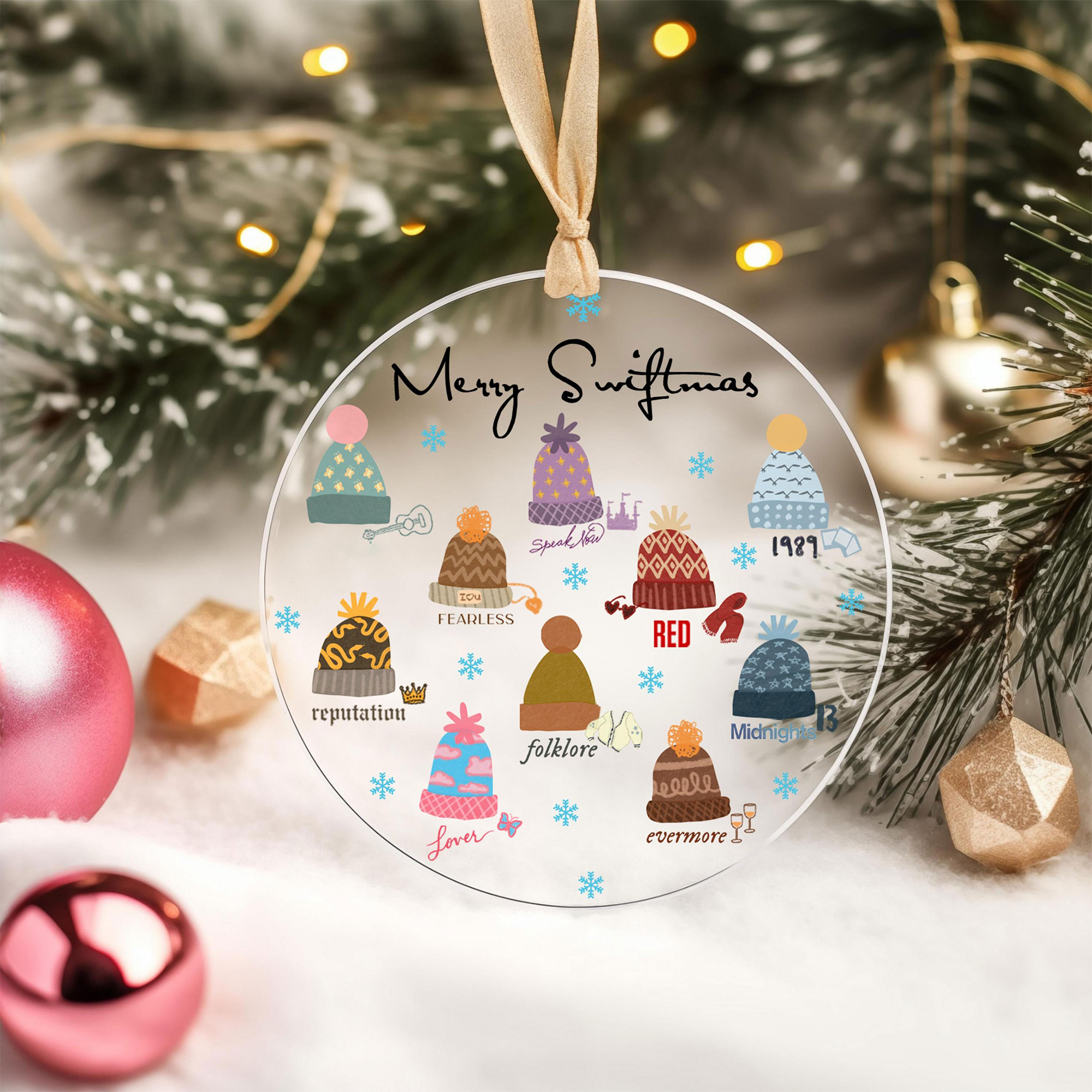 Merry Swiftmas Acrylic Ornament, Swiftie Ornament, The Eras Tour