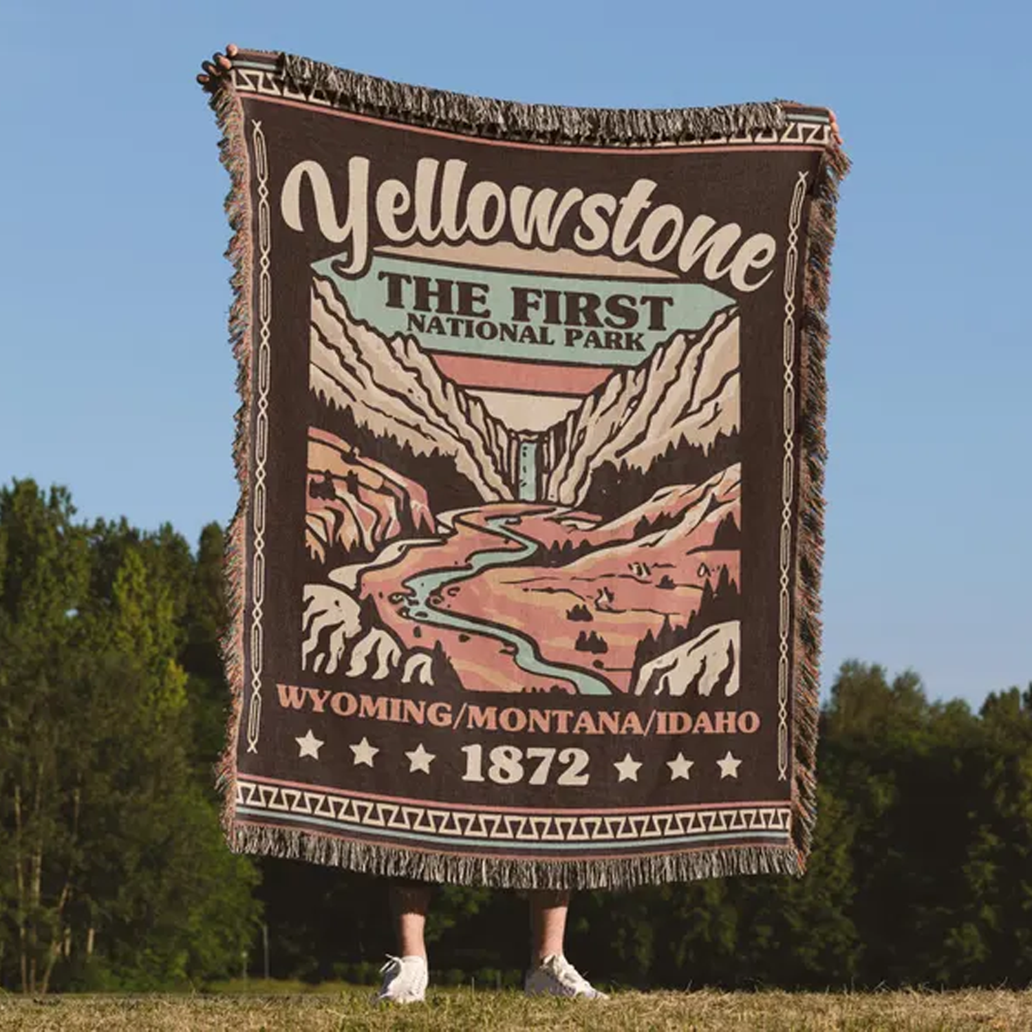 Yellowstone National Park Woven Blanket, Gift For Travelers, Outdoor Gift