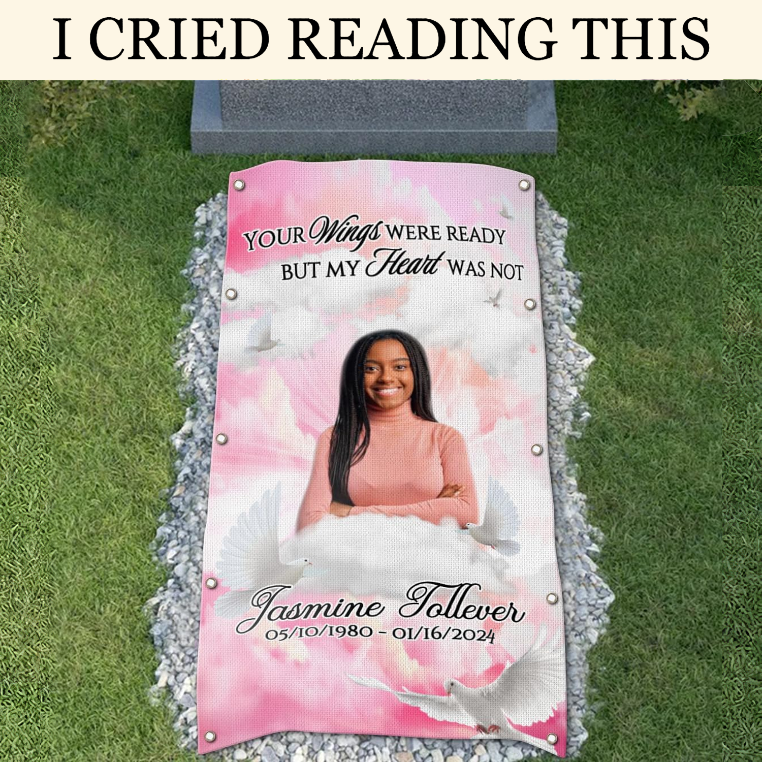 Your Wings Were Ready Custom Memorial Gravestone Blanket, Grave Blanket, Gifts For Lost Loved Ones