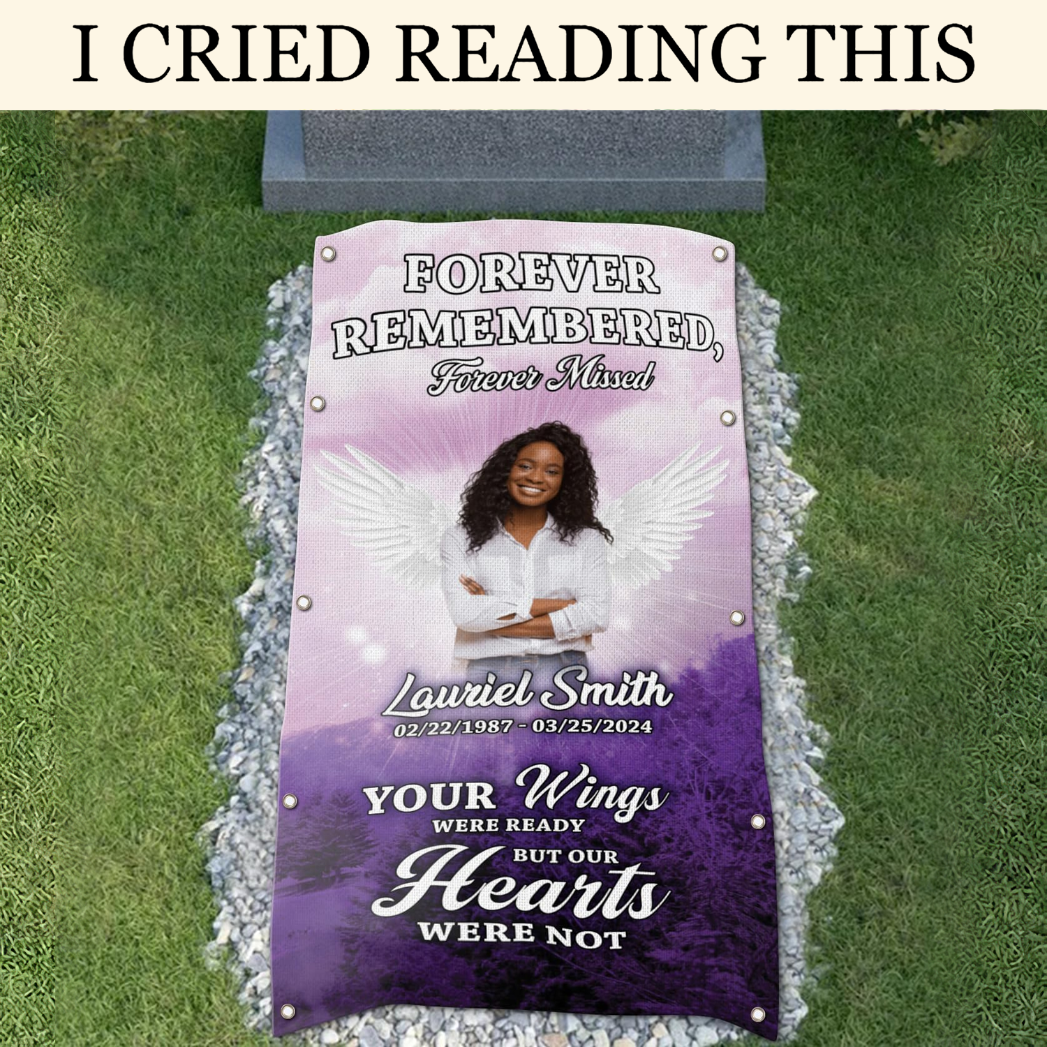 Forever Remembered Custom Memorial Gravestone Blanket, Grave Blanket, Gifts For Lost Loved Ones