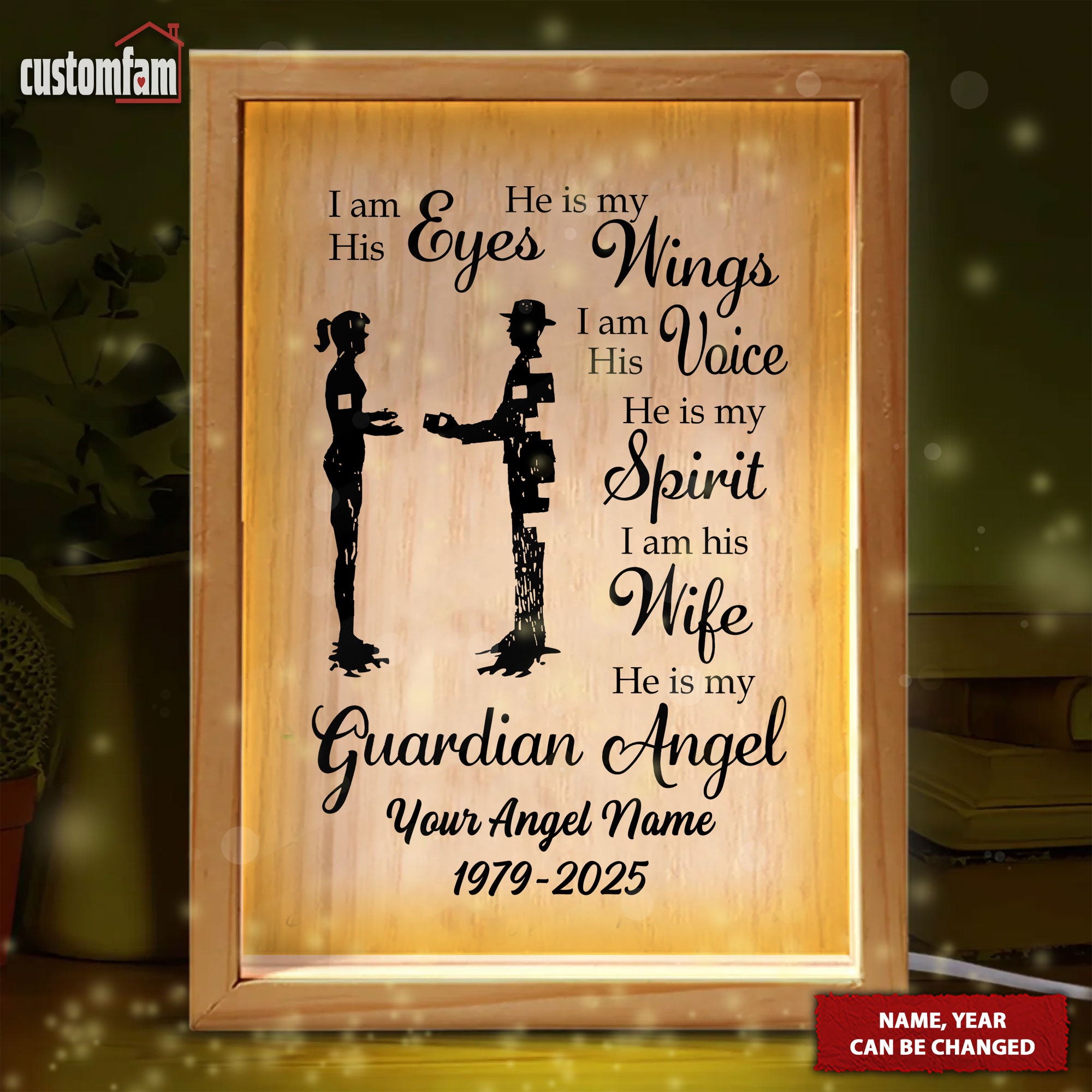 Guardian Angel Personalized Memorial Photo Frame Light Box, Memorial Gifts , Gifts For Lost Loved Ones