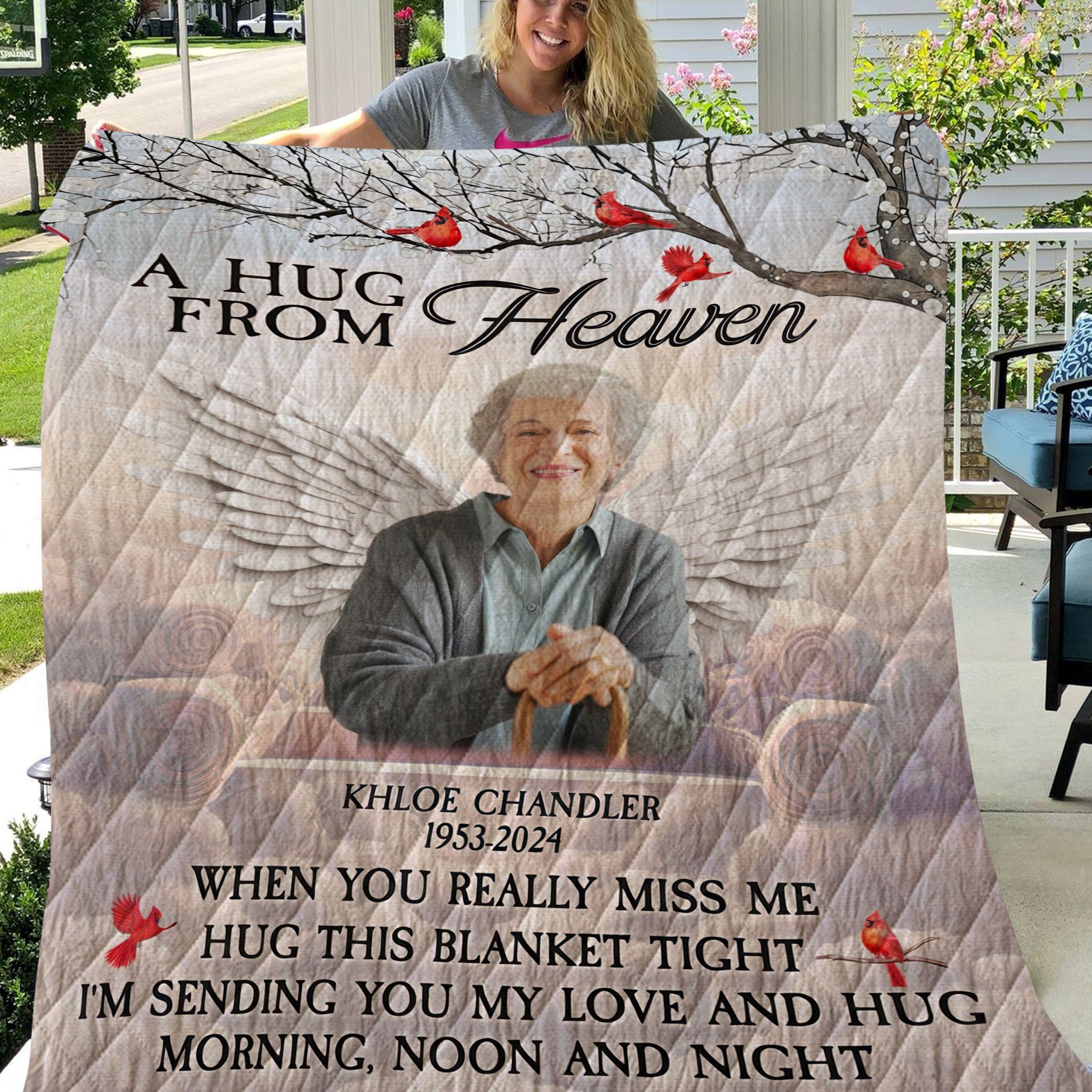 With Photo Personalized Memorial Blankets A Hug From Heaven Ver