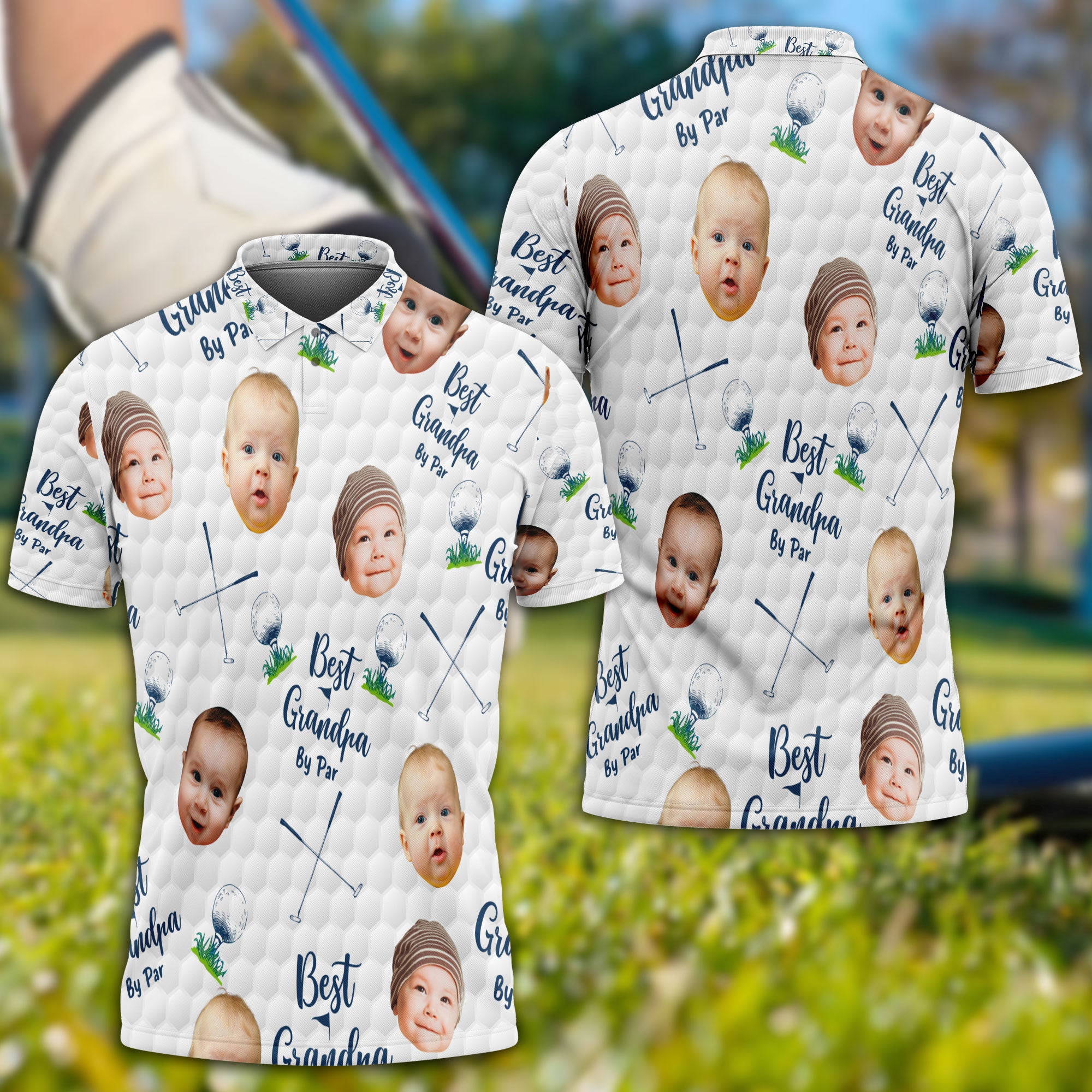 Best Grandpa By Par Custom Photo Golf Polo Shirt, Golf Shirt, Gift For Golfers