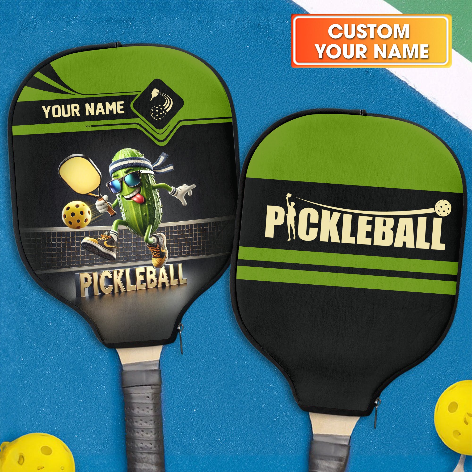 Funny Pickle Ball, Custom Pickleball Paddle Cover, Pickleball Accessories, Gift For Pickleball Players