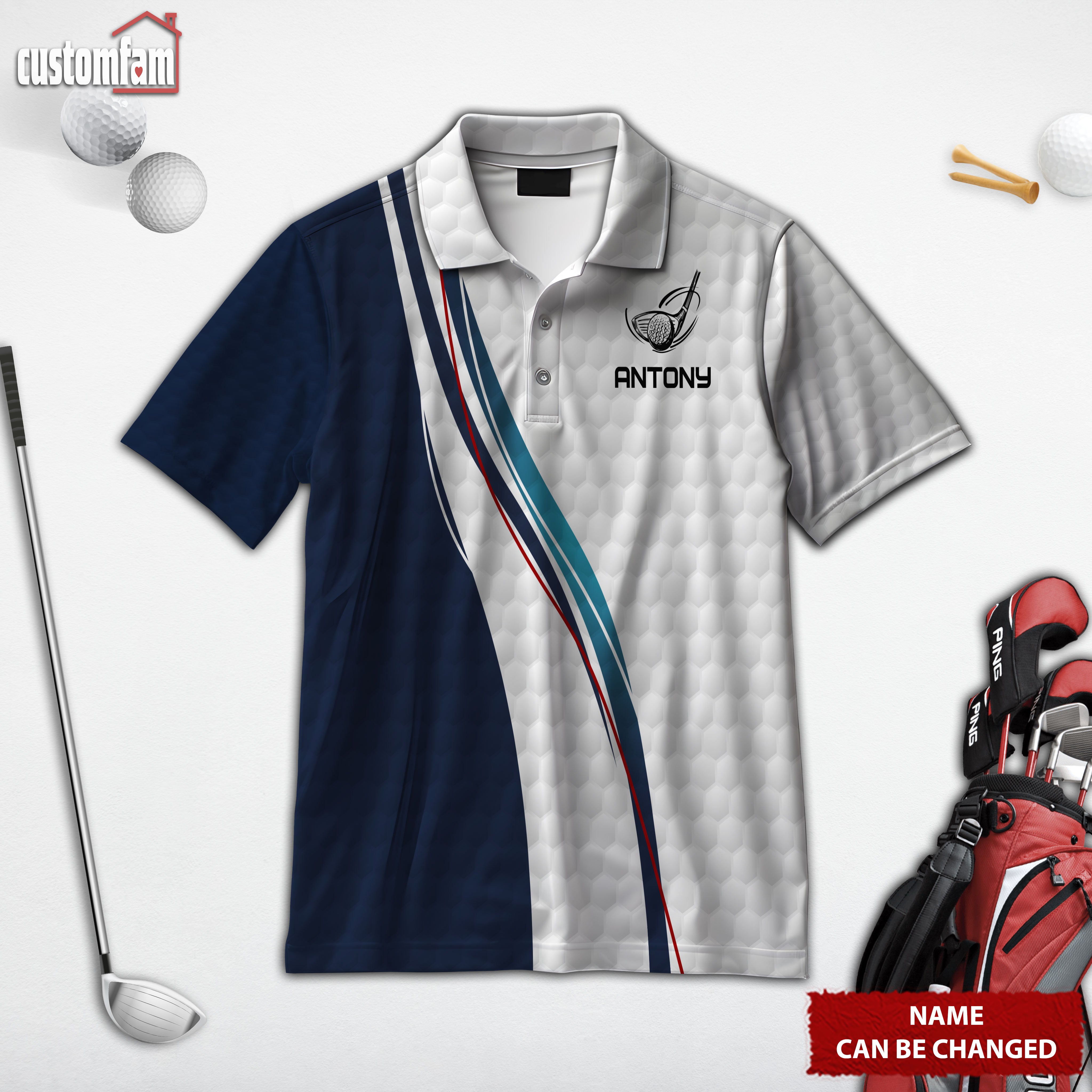 Swing Swear Repeat Golf Shirt, Custom Name Polo Shirt, Present For Golfer